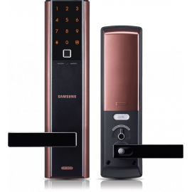 Врезной электронный кодовый замок Samsung SHP-DH538 Copper с биометрическим сканером отпечатка пальцев